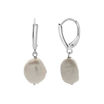 Gemstone Brilliance Sterling Silver Baroque Freshwater Cultured Pearl Dangle Earrings