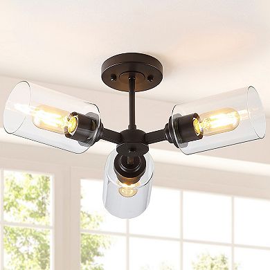 Jaymes Farmhouse Industrial Iron Cylinder Led Semi Flush Mount