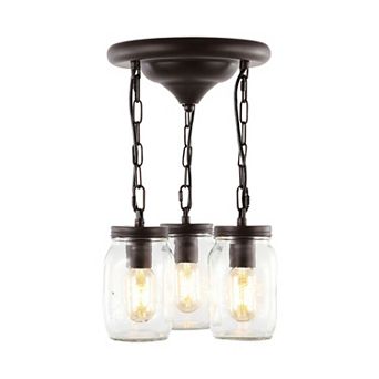 Gaines Farmhouse Industrial Iron Mason Jar Led Semi Flush Mount