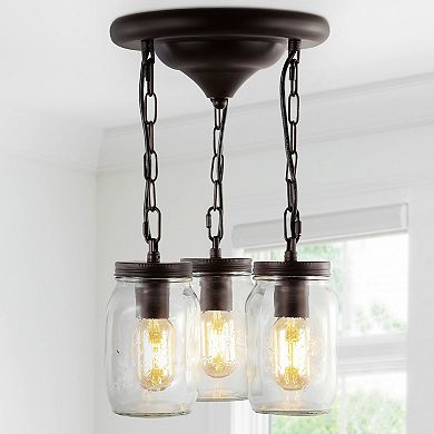 Gaines Farmhouse Industrial Iron Mason Jar Led Semi Flush Mount