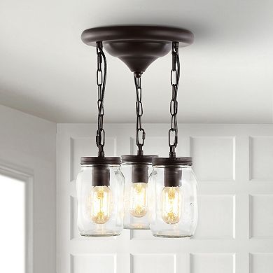 Gaines Farmhouse Industrial Iron Mason Jar Led Semi Flush Mount