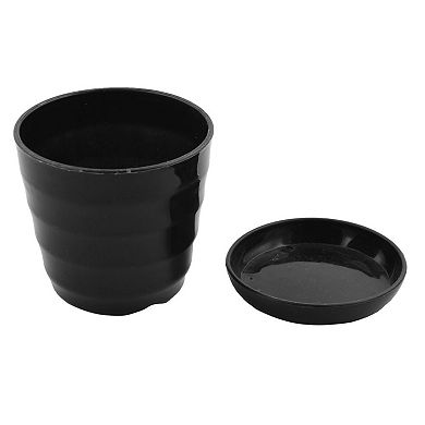 Garden Decor Flower Plant Pot Holder 9.5cm Dia Black w Tray