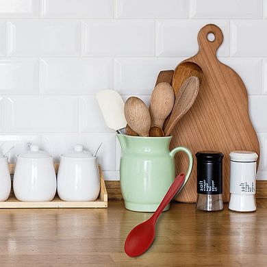 Silicone Dinner Dessert Spoon for Kitchen Dining Room Red