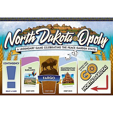 Late For The Sky: North Dakota-Opoly - State Themed Family Board Game