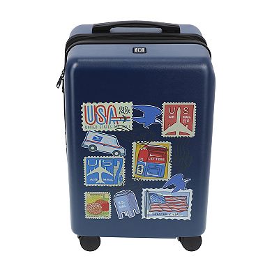 ful USPS Stickers Hardside Carry-On Spinner Luggage