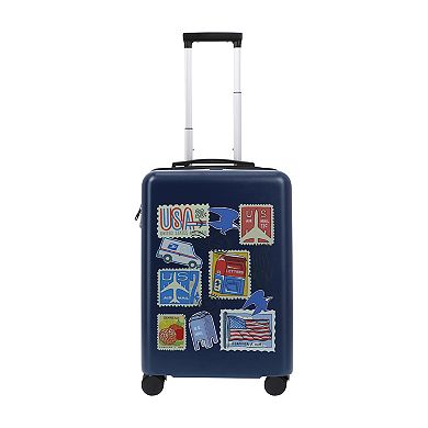 ful USPS Stickers Hardside Carry-On Spinner Luggage