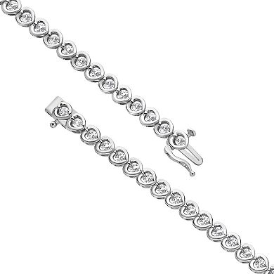Gemstone Brilliance Lab-Created White Sapphire Heart Tennis Bracelet