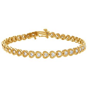 Gemstone Brilliance Lab-Created White Sapphire Heart Tennis Bracelet