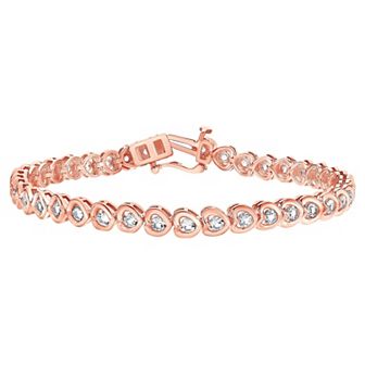 Gemstone Brilliance Lab-Created White Sapphire Heart Tennis Bracelet