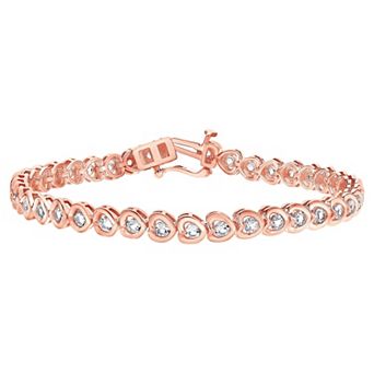 Gemstone Brilliance Lab-Created White Sapphire Heart Tennis Bracelet