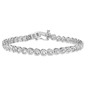 Gemstone Brilliance Lab-Created White Sapphire Heart Tennis Bracelet