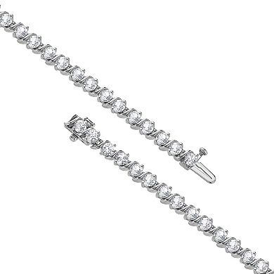 Gemstone Brilliance Round Lab-Created White Sapphire Tennis Bracelet