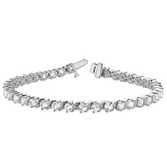 Gemstone Brilliance Round Lab-Created White Sapphire Tennis Bracelet