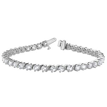 Gemstone Brilliance Round Lab-Created White Sapphire Tennis Bracelet