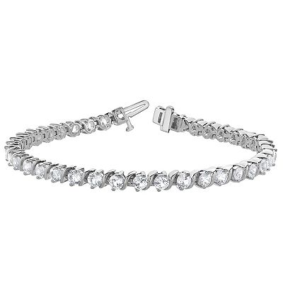Lab created white sapphire tennis bracelet clearance