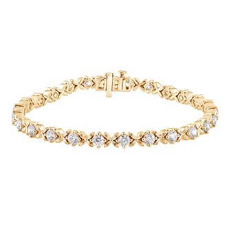 Gemstone Brilliance Round Lab-Created White Sapphire Box Clasp Tennis Bracelet