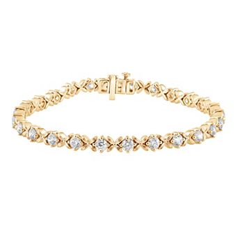 Gemstone Brilliance Round Lab-Created White Sapphire Box Clasp Tennis Bracelet