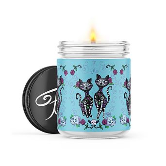 Sugar Skulls Cats - 22-oz Candle Jar - Wildflowers