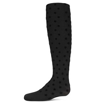 Girls Flocked Star Opaque Nylon Tights