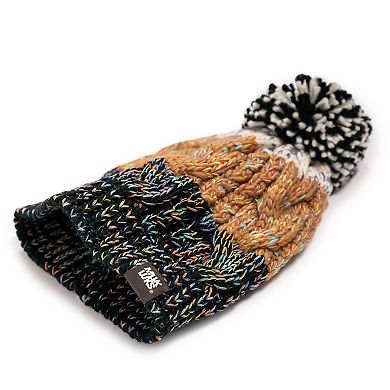 Women's MUK LUKS Colorblock Stripe Cable Beanie