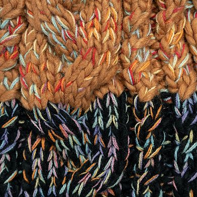 Women's MUK LUKS Colorblock Stripe Cable Beanie