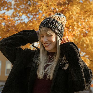 Women's MUK LUKS Colorblock Stripe Cable Beanie