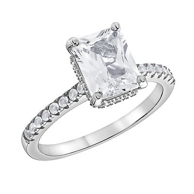 Gemstone Brilliance Emerald Cut Lab-Created White Sapphire Ring