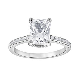 Gemstone Brilliance Emerald Cut Lab-Created White Sapphire Ring
