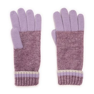 Women's MUK LUKS Ribbed Colorblock Gloves