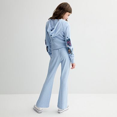 Girls 4-16 Self Esteem 2-Piece Chenille Full-Zip Hoodie & Fold Over Pants Set