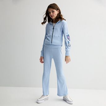 Girls 4-16 Self Esteem 2 pc Chenille Full-Zip Hoodie & Fold Over Pants Set