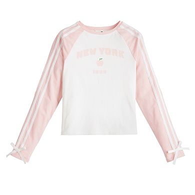 Girls 7-16 Self Esteem Raglan Top with Bow Sleeve Trim