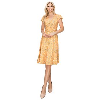 Women's Solid And Print V-neck Skater Dress