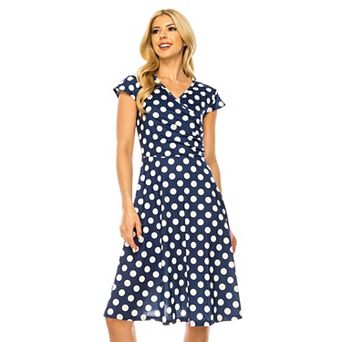 Women's Solid And Print V-neck Skater Dress