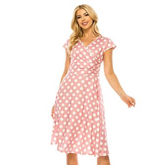 Women's Solid And Print V-neck Skater Dress