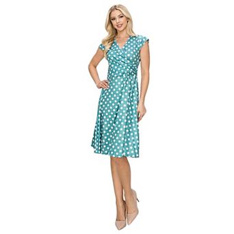 Women's Solid And Print V-neck Skater Dress