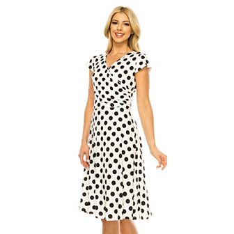 Women's Solid And Print V-neck Skater Dress