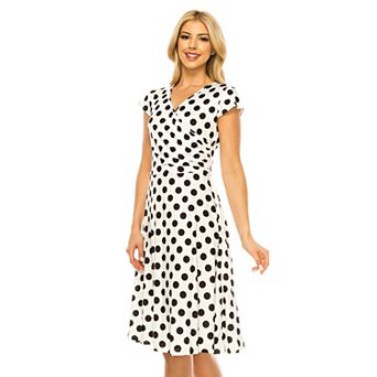 Women's Solid And Print V-neck Skater Dress