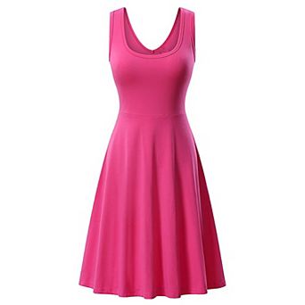 Women's Sleeveless Scoop Neck A-line Skater Jersey Dress