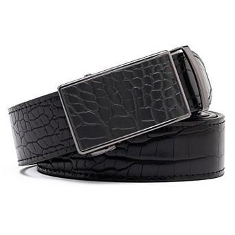 Men's Genuine Leather Crocodile Design Dress Belt With Automatic Buckle