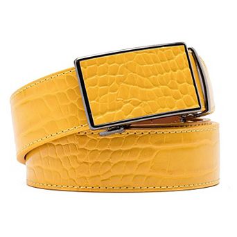 Men's Genuine Leather Crocodile Design Dress Belt With Automatic Buckle