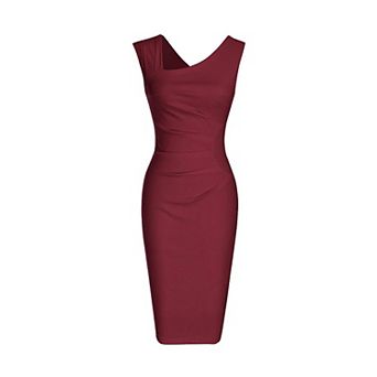 Women's Ruched Shoulder Bodycon Sheath Dress