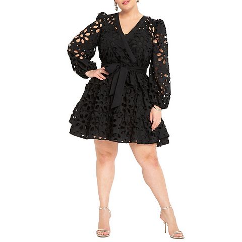 Женские платья Eloquii Women's Plus Size Tiered Eyelet Mini Dress