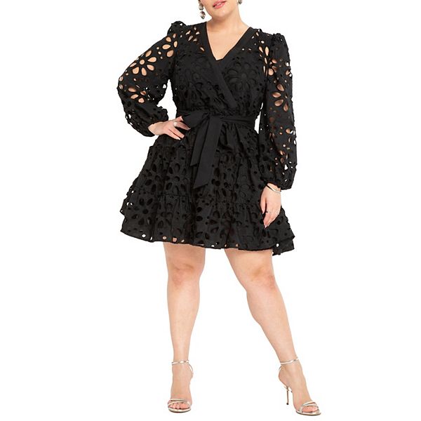 eloquii elements women's plus size short sleeve tiered eyelet dress Amazon.com: ELOQUII Women's Plus Size Eyelet Tie Front Maxi Dress