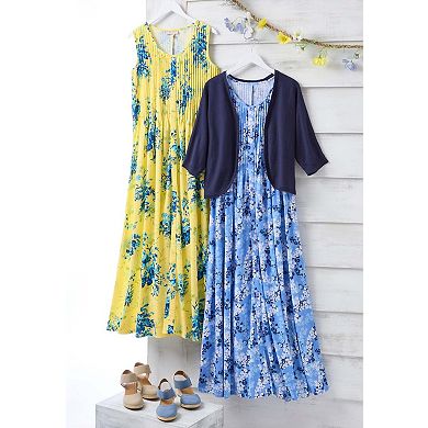 Woman Within Plus Size Petite Pintucked Sleeveless Dress