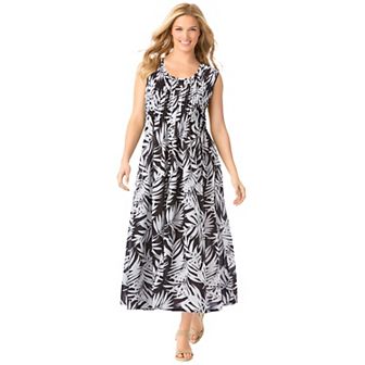 Woman Within Plus Size Petite Pintucked Sleeveless Dress