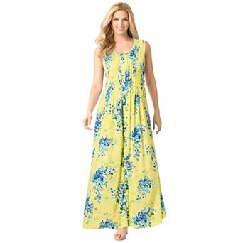 Woman Within Plus Size Petite Pintucked Sleeveless Dress