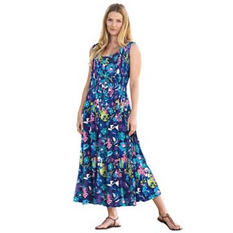 Woman Within Plus Size Petite Pintucked Sleeveless Dress