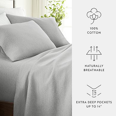 Urban Loft's 100% Cotton Jersey Knit Sheets, Ultra Soft, 4 Piece Sheet Set