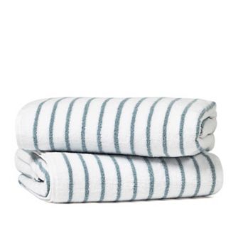 Cabana Stripe Beach Pool Towels - 100% Spun Cotton, Ultra Soft, Plush And Highly Absorbent, 30 X 70
